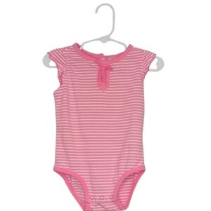 BASIC EDITIONS 12M Baby girl pink striped short‎ sleeved onsie